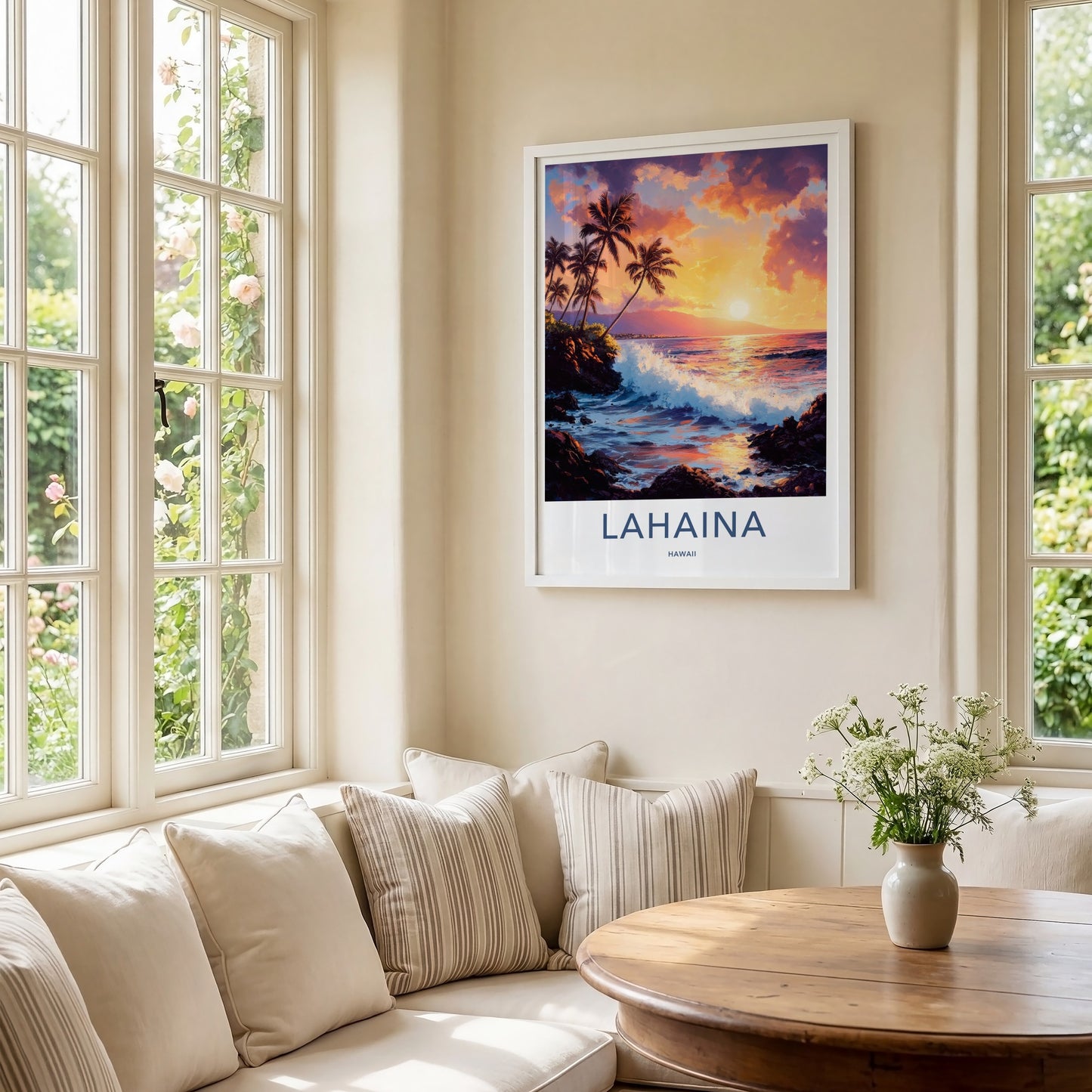 Lahaina Poster - Hawaii Travel Art - Tropical Ocean Sunset Wall Decor