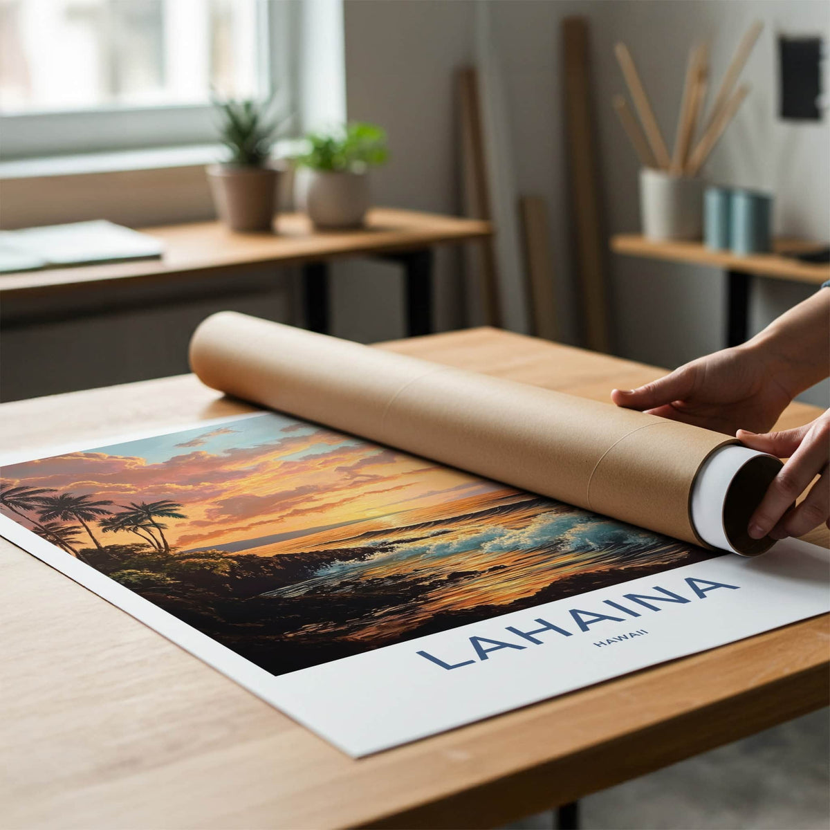 Lahaina Poster - Hawaii Travel Art - Tropical Sunset View Home Decor