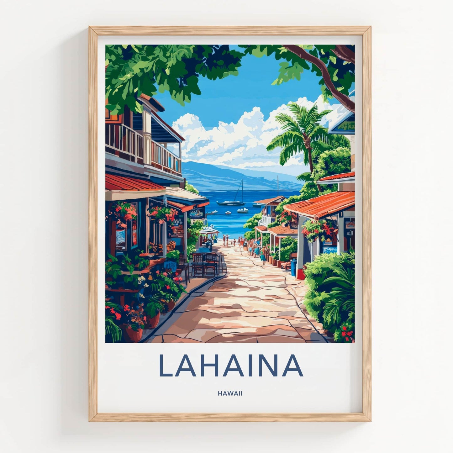 Lahaina Poster - Hawaii Travel Art - Vibrant Ocean Pathway Home Decor