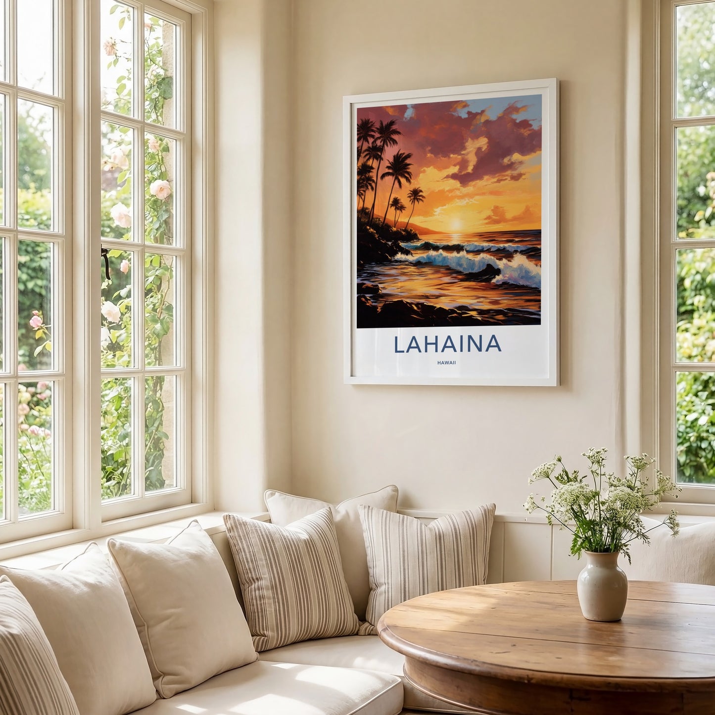 LAHAINA Poster - Hawaii Travel Print - Lahaina Beach Sunset Lounge Decor