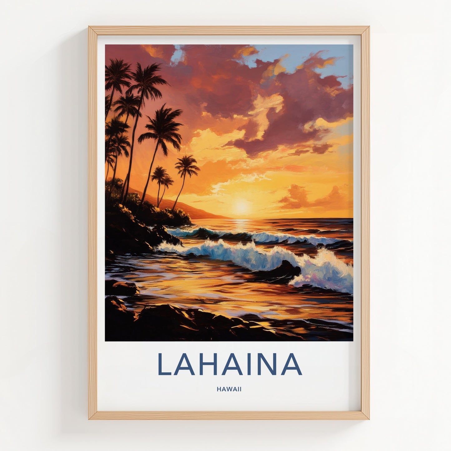 LAHAINA Poster - Hawaii Travel Print - Lahaina Beach Sunset Lounge Decor