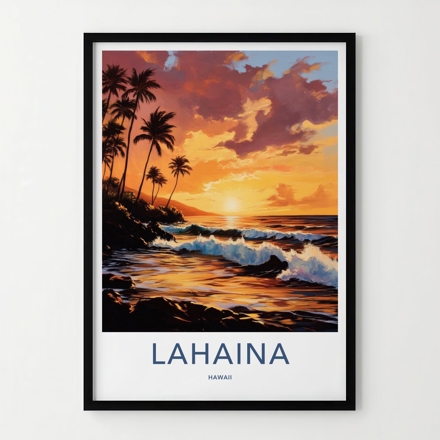 LAHAINA Poster - Hawaii Travel Print - Lahaina Beach Sunset Lounge Decor