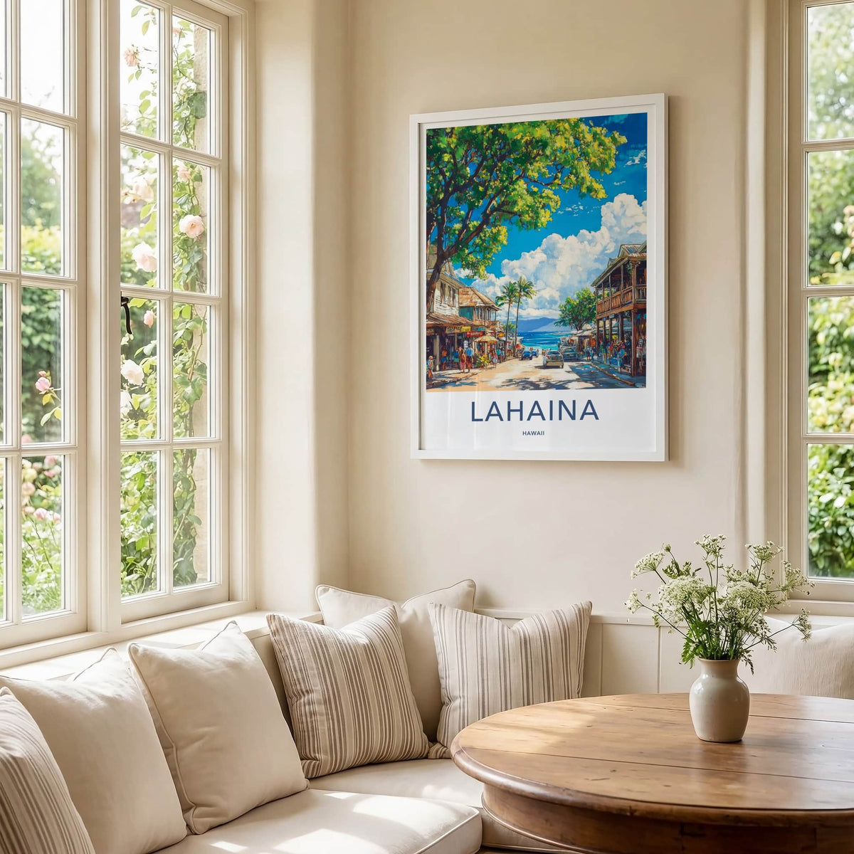 Lahaina Poster - Hawaii Wall Art - Vibrant Street Scene Home Decor