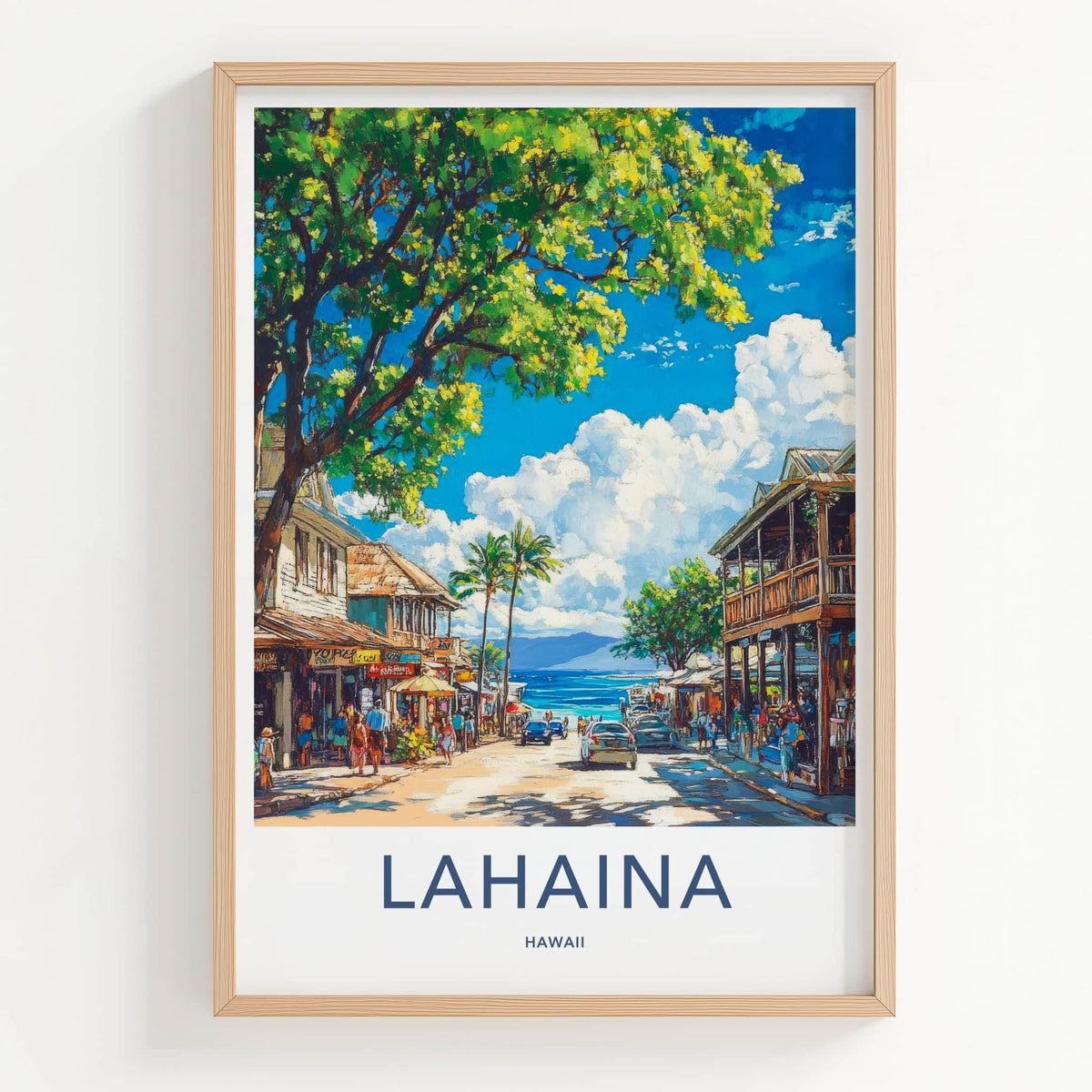 Lahaina Poster - Hawaii Wall Art - Vibrant Street Scene Home Decor