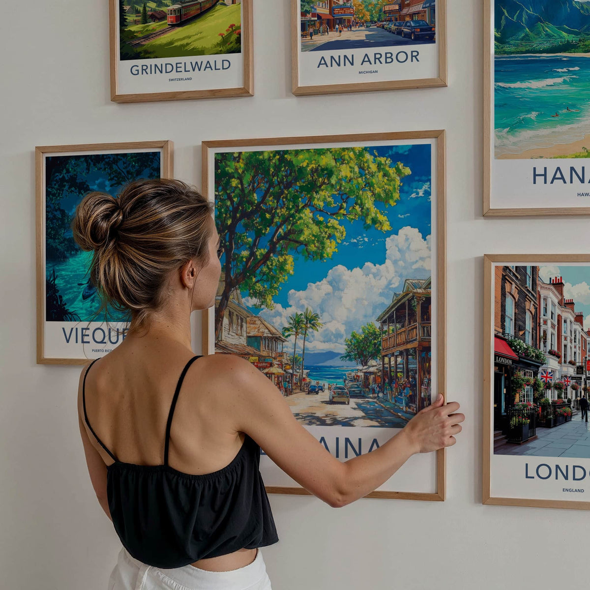 Lahaina Poster - Hawaii Wall Art - Vibrant Street Scene Home Decor