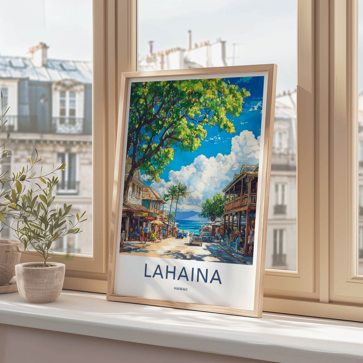Lahaina Poster - Hawaii Wall Art - Vibrant Street Scene Home Decor