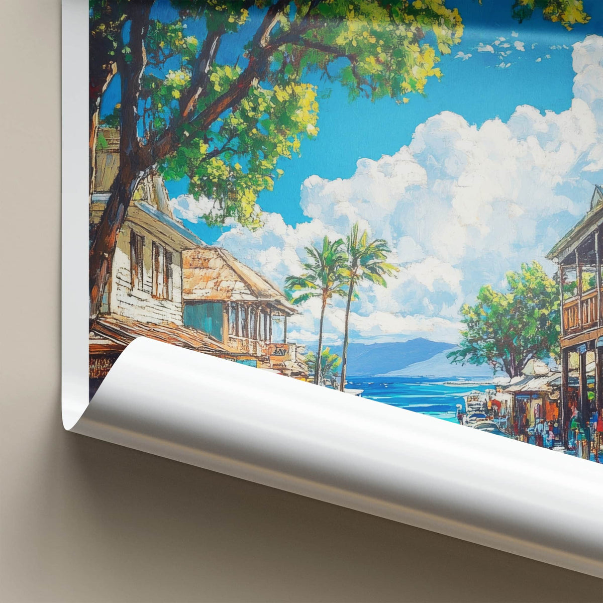 Lahaina Poster - Hawaii Wall Art - Vibrant Street Scene Home Decor