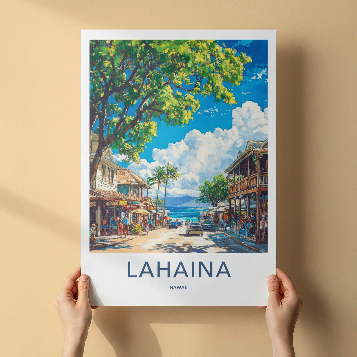 Lahaina Poster - Hawaii Wall Art - Vibrant Street Scene Home Decor