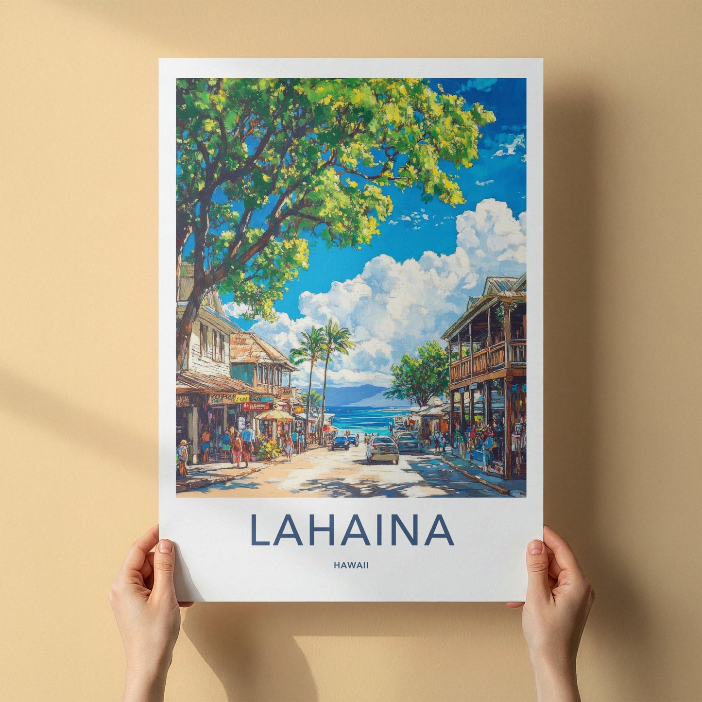 Lahaina Poster - Hawaii Wall Art - Vibrant Street Scene Home Decor