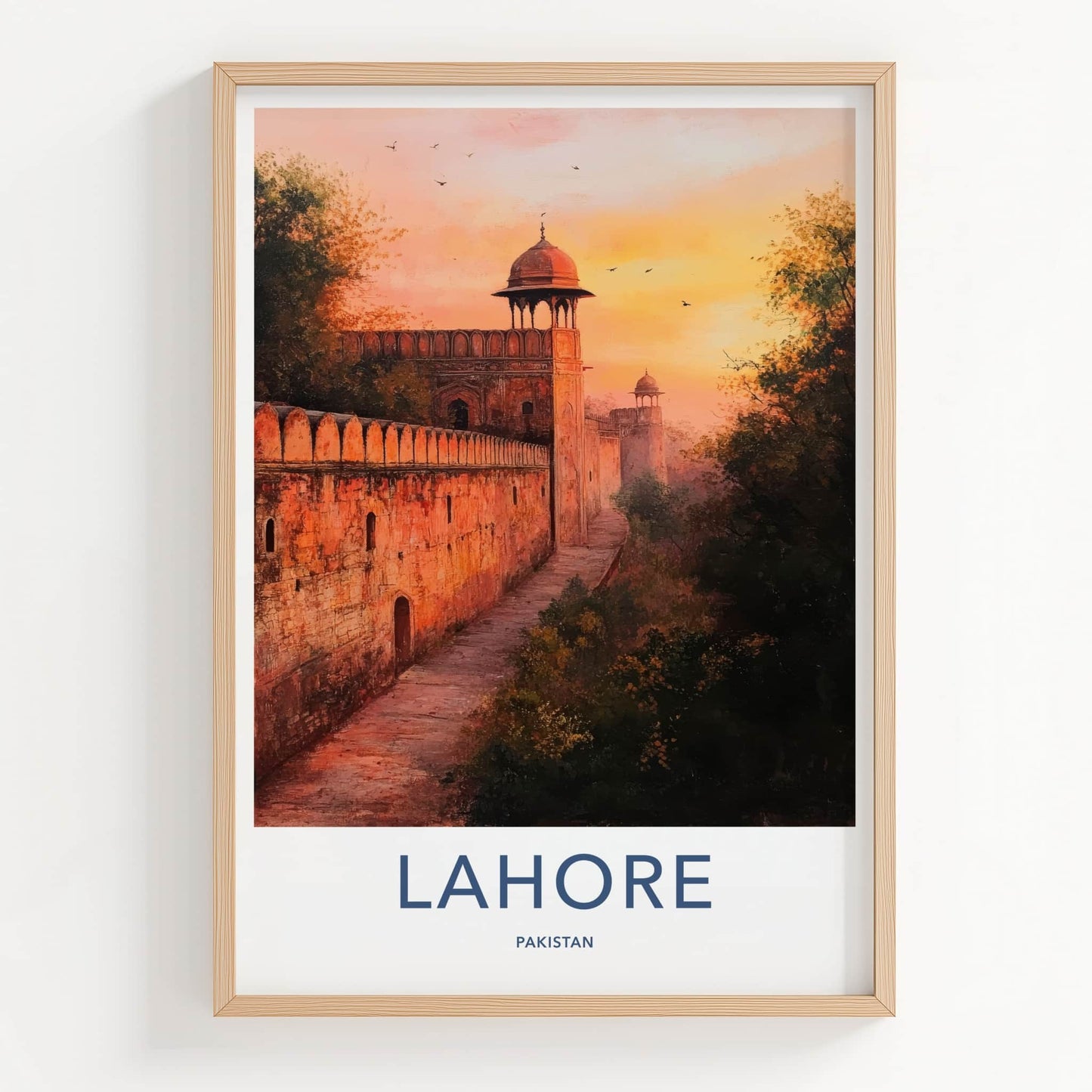 Lahore Poster - Pakistan Travel Art - Ancient Fort Sunset Home Decor