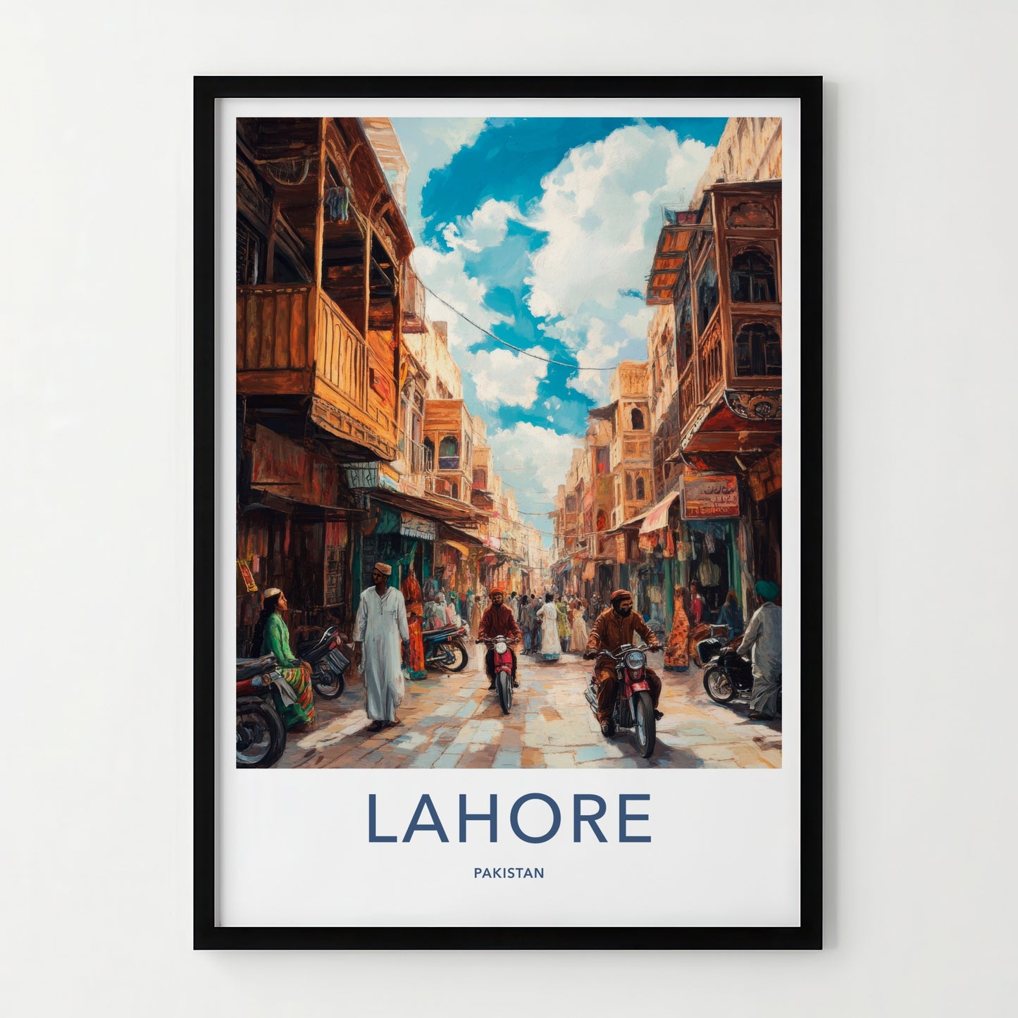 Lahore Poster - Pakistan Travel Art - Bustling City Street Home Decor