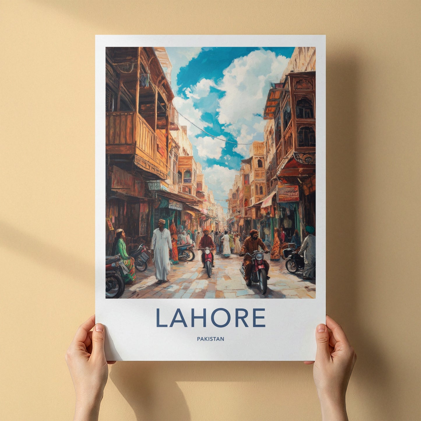 Lahore Poster - Pakistan Travel Art - Bustling City Street Home Decor