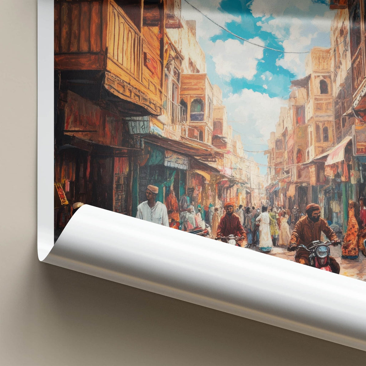 Lahore Poster - Pakistan Travel Art - Bustling City Street Home Decor