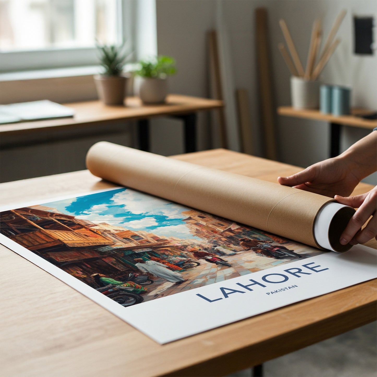 Lahore Poster - Pakistan Travel Art - Bustling City Street Home Decor