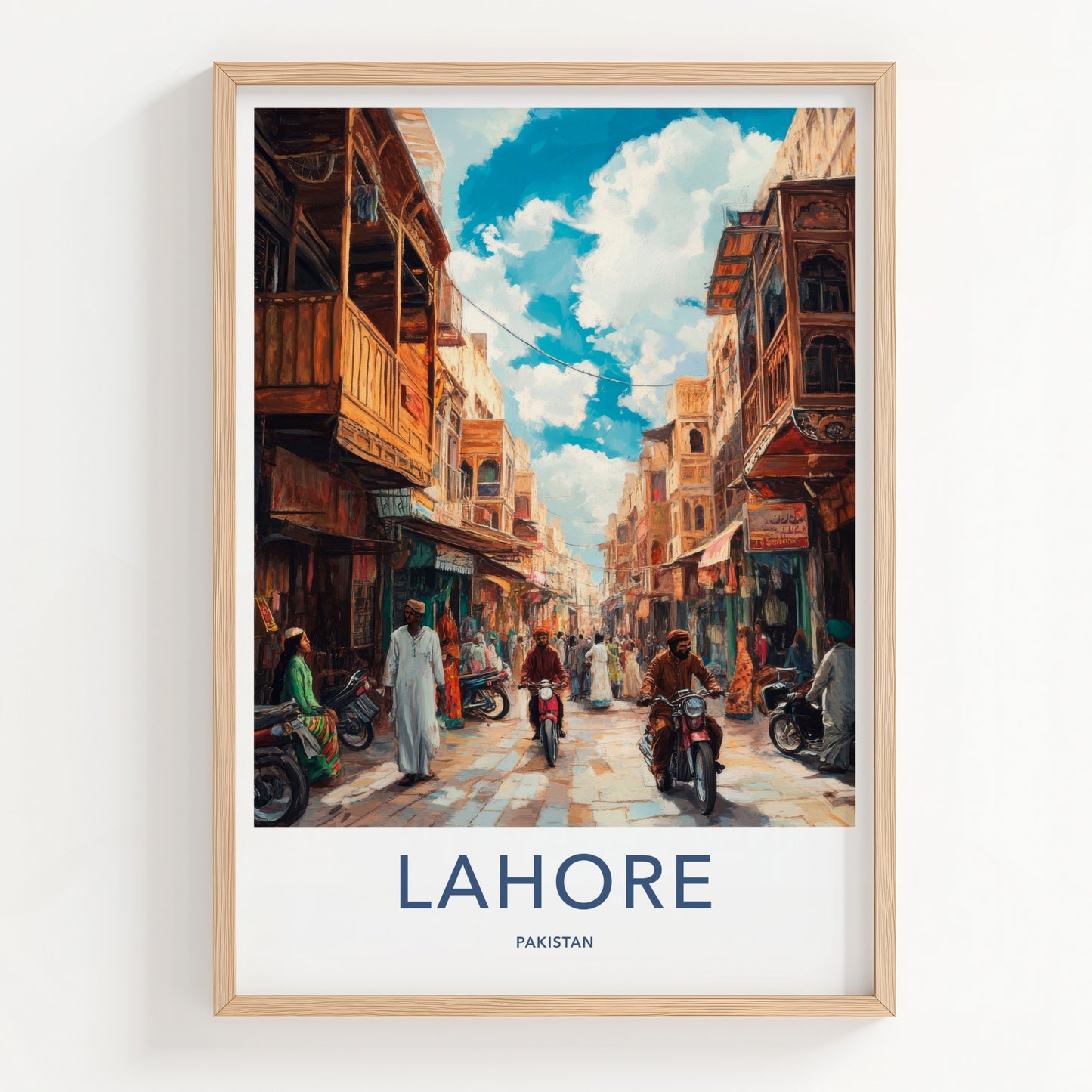 Lahore Poster - Pakistan Travel Art - Bustling City Street Home Decor