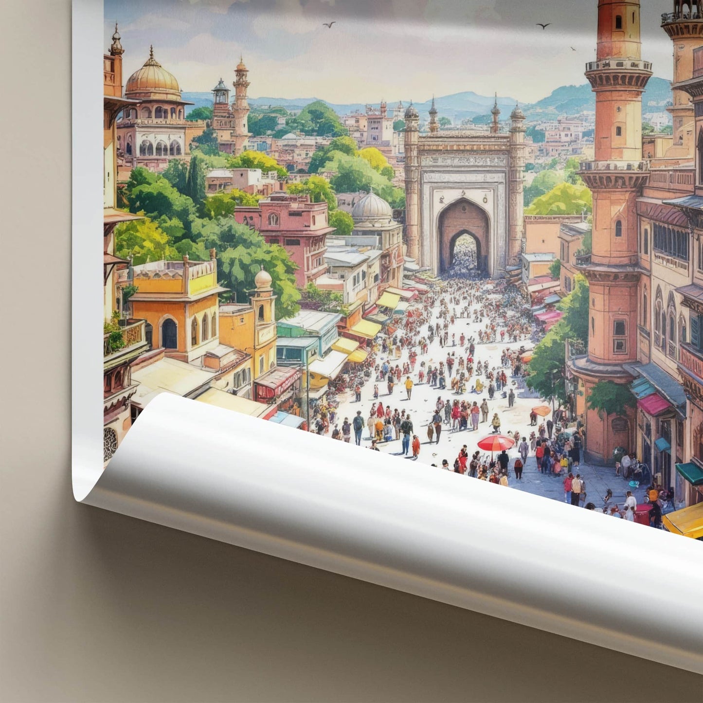 Lahore Poster - Pakistan Travel Art - Bustling Street Scene Home Decor