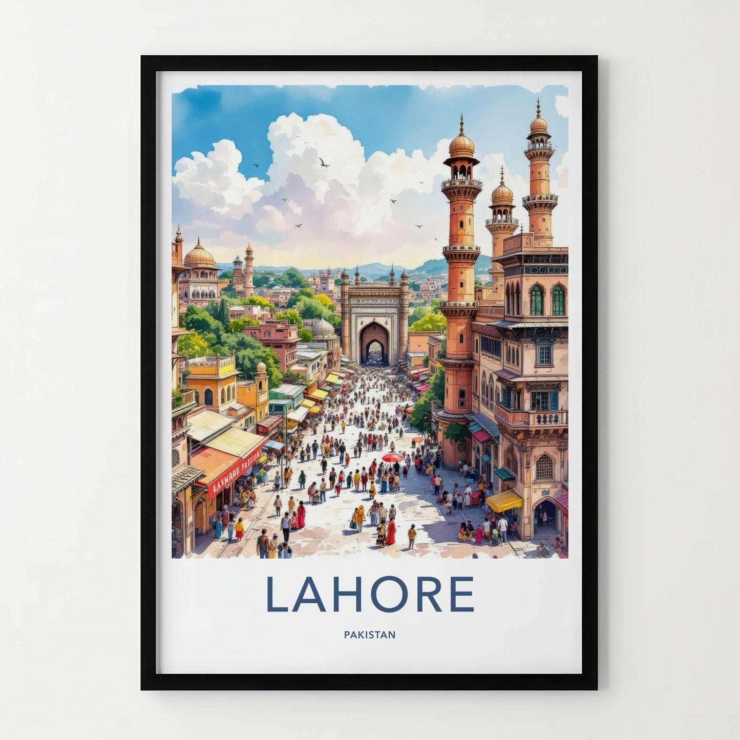 Lahore Poster - Pakistan Travel Art - Bustling Street Scene Home Decor