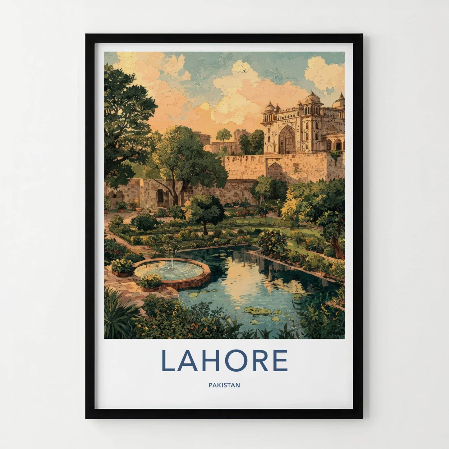 Lahore Poster - Pakistan Travel Art - Grand Palace Garden Home Decor