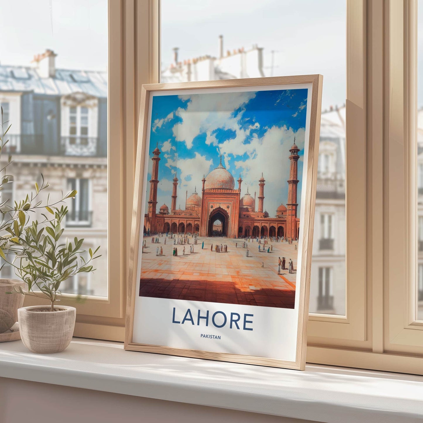 Lahore Poster - Pakistan Travel Art - Historic Mosque Scene Home Decor