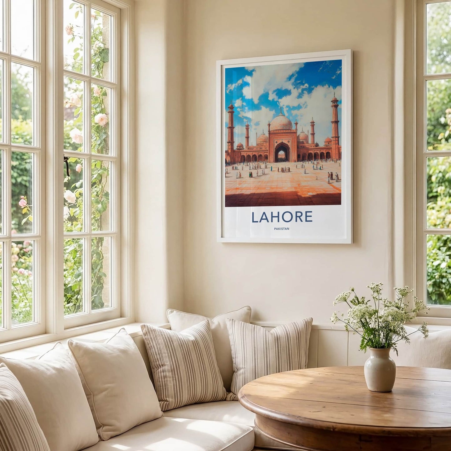 Lahore Poster - Pakistan Travel Art - Historic Mosque Scene Home Decor