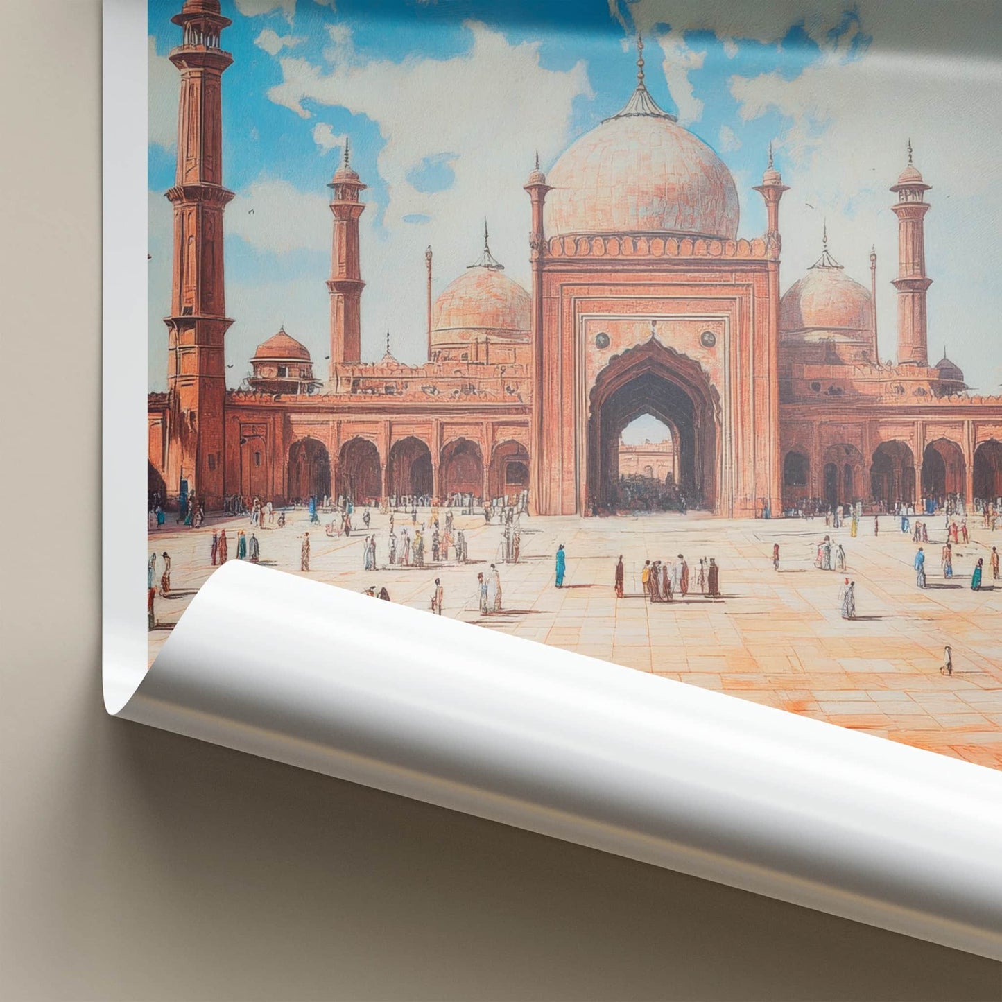 Lahore Poster - Pakistan Travel Art - Historic Mosque Scene Home Decor