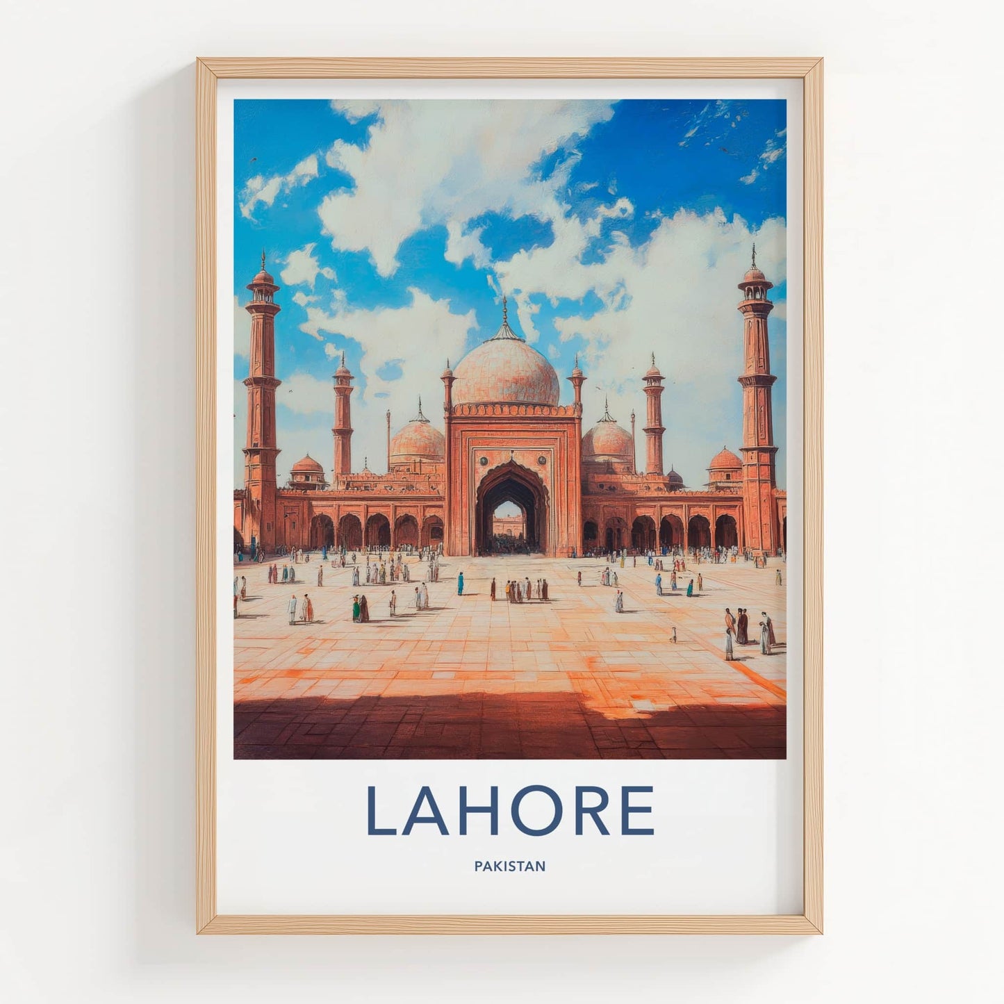 Lahore Poster - Pakistan Travel Art - Historic Mosque Scene Home Decor