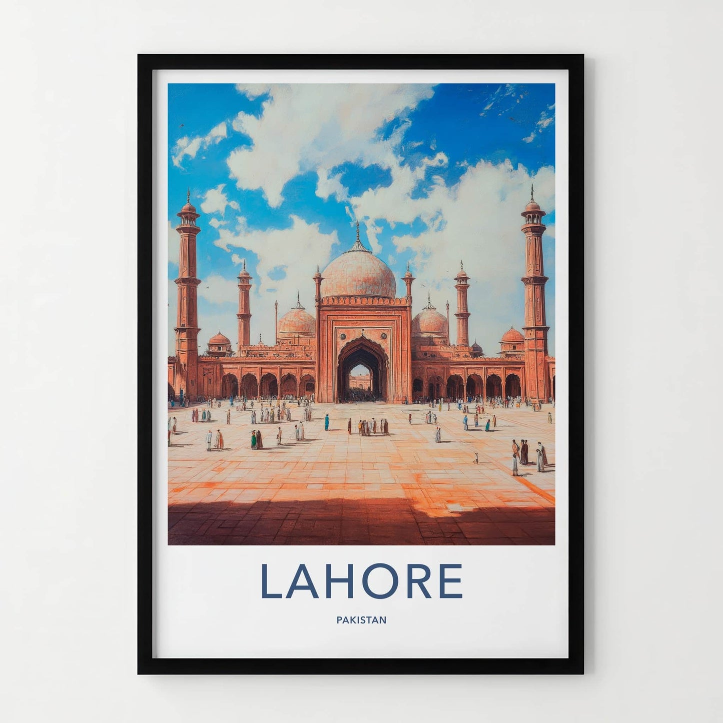 Lahore Poster - Pakistan Travel Art - Historic Mosque Scene Home Decor