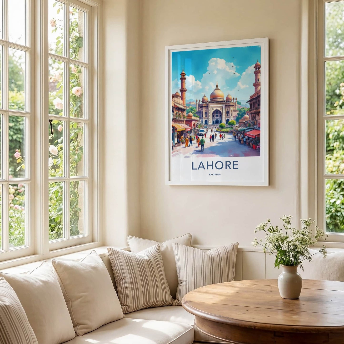 Lahore Poster - Pakistan Travel Art - Historic Mosque Street Home Decor