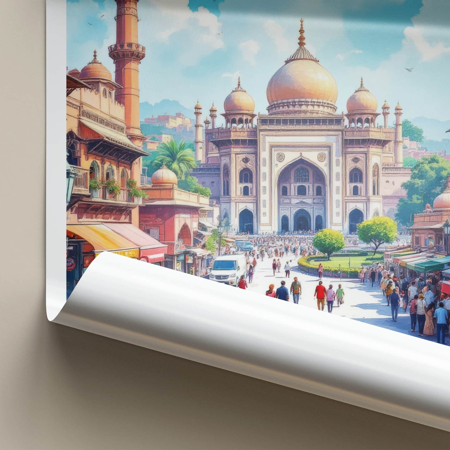 Lahore Poster - Pakistan Travel Art - Historic Mosque Street Home Decor