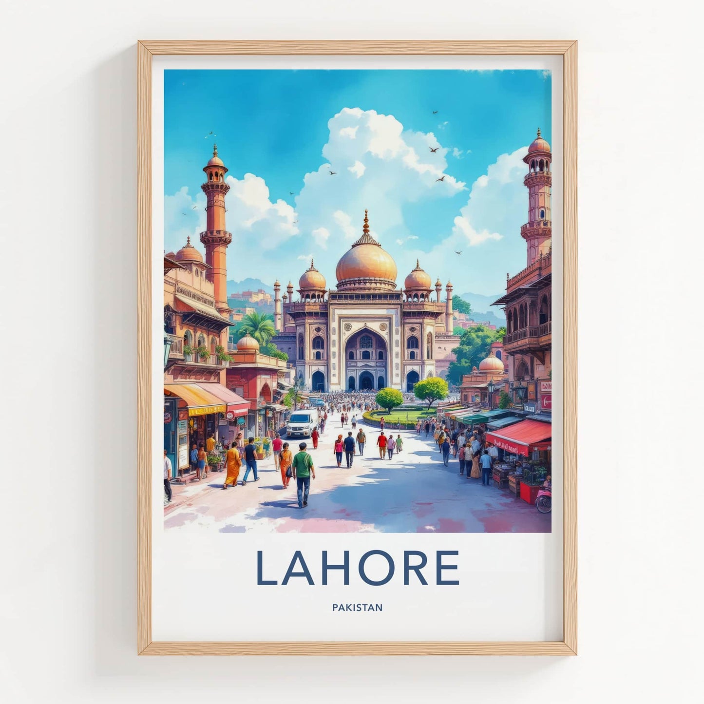Lahore Poster - Pakistan Travel Art - Historic Mosque Street Home Decor
