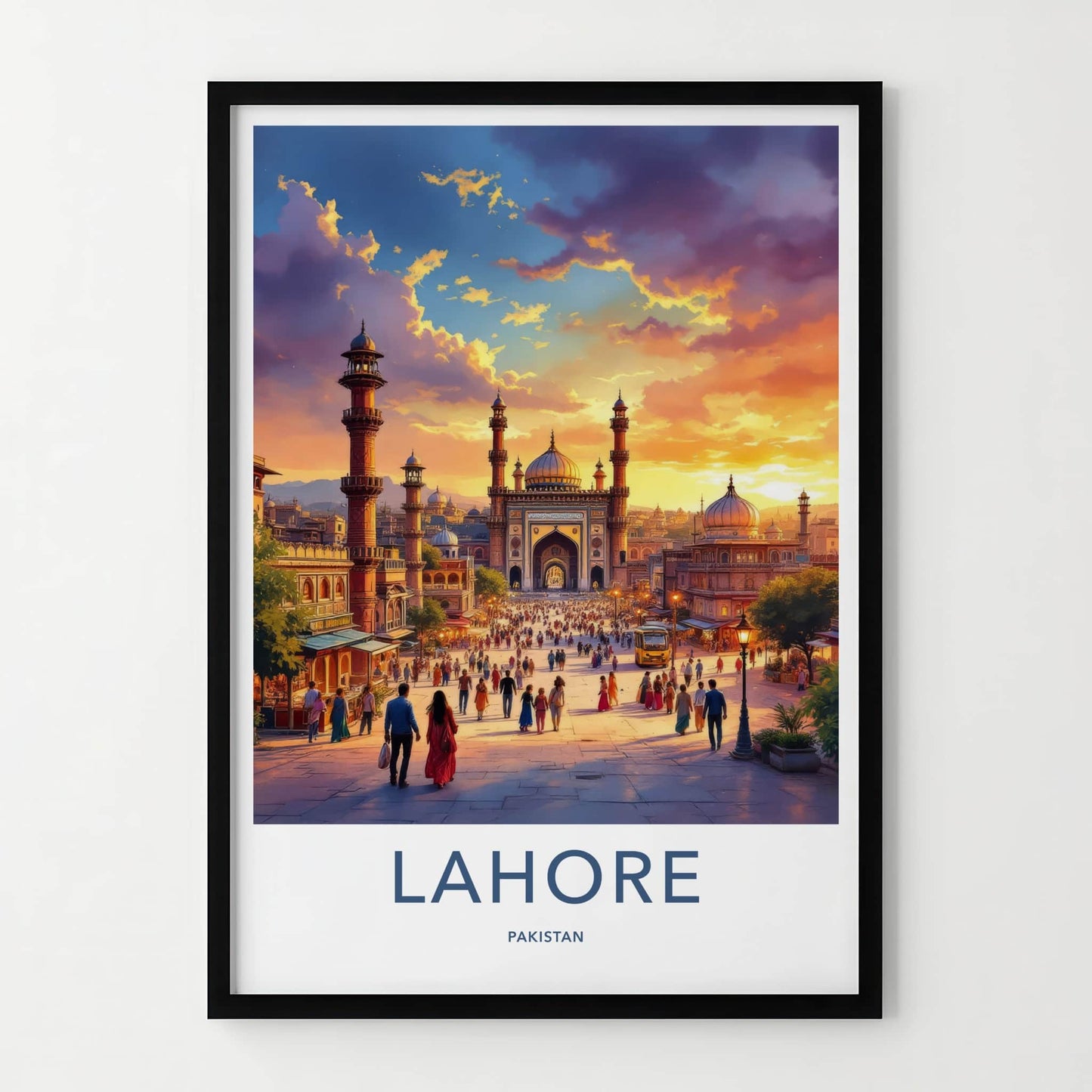 Lahore Poster - Pakistan Travel Art - Vibrant City Sunset Home Decor