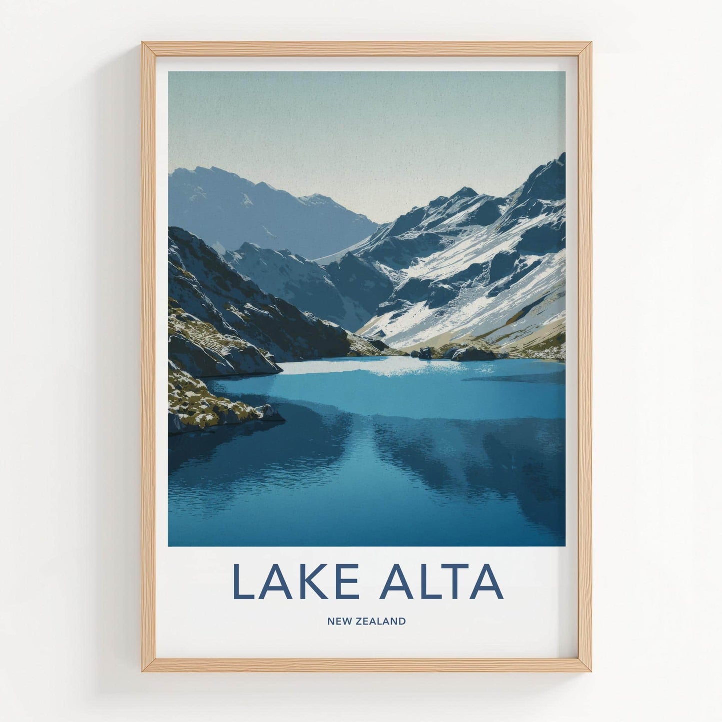 Lake Alta Poster - New Zealand Travel Art - Alpine Lake View Home Decor