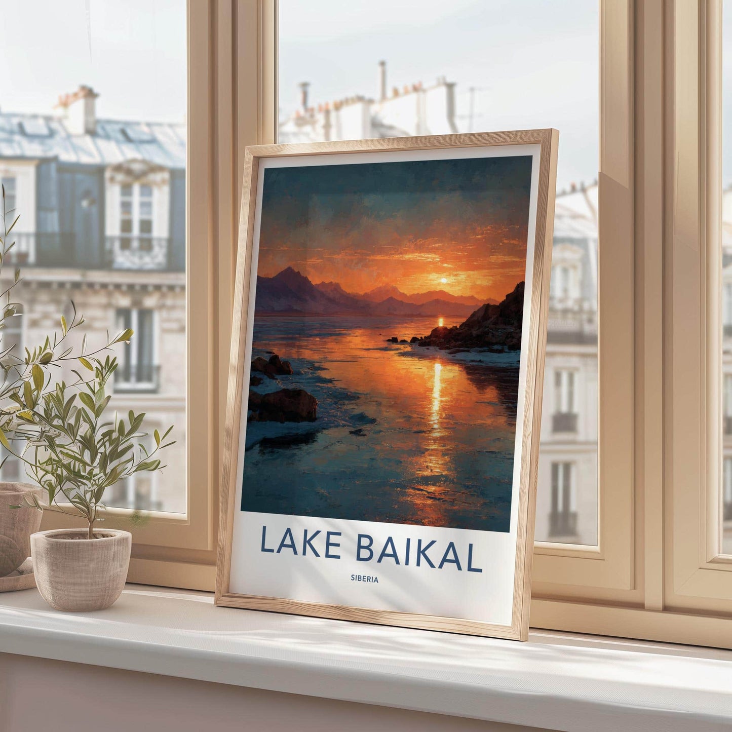 Lake Baikal Poster - Russia Travel Art - Golden Water Sunset Home Decor