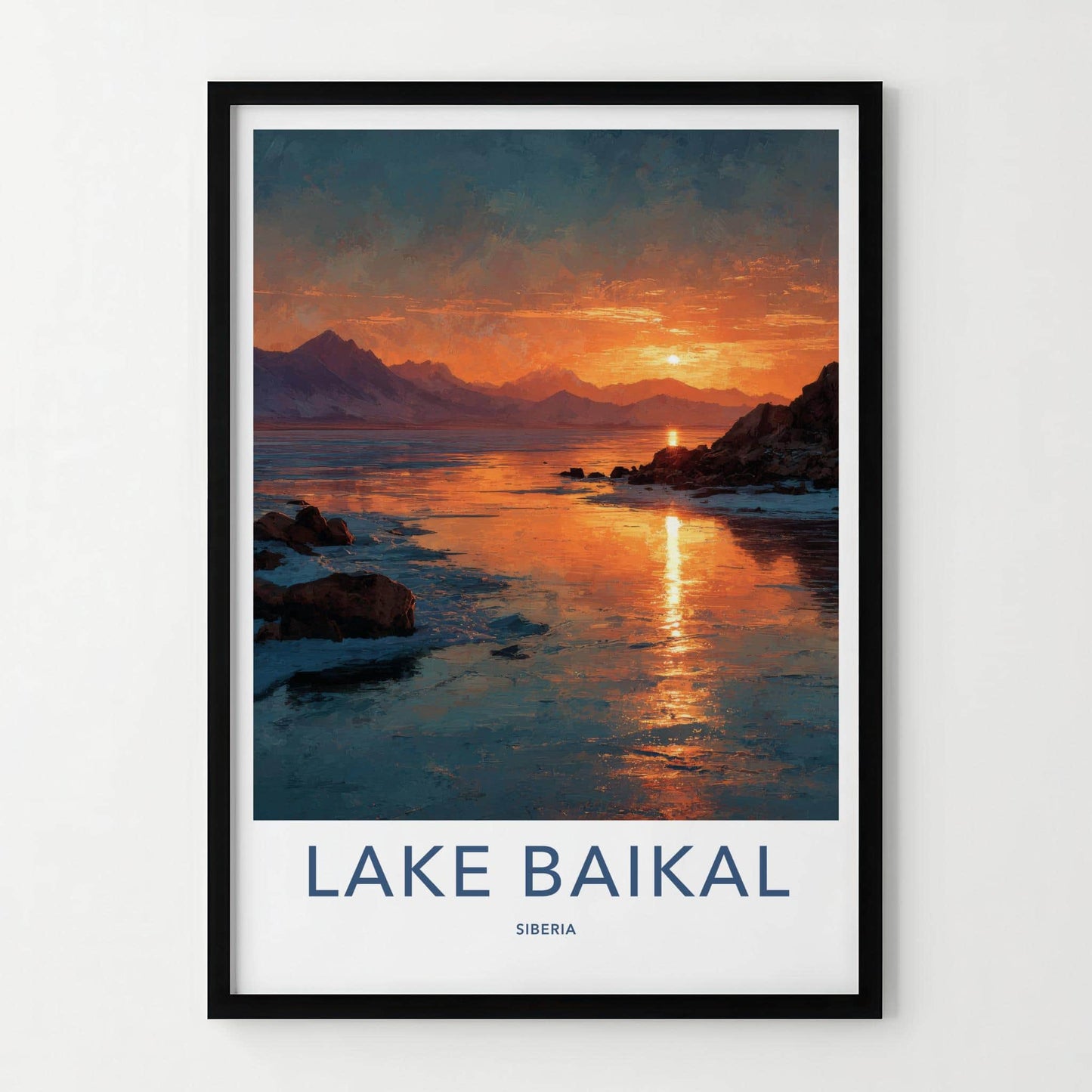 Lake Baikal Poster - Russia Travel Art - Golden Water Sunset Home Decor