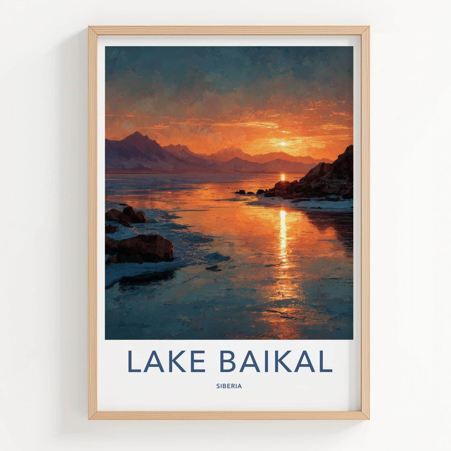 Lake Baikal Poster - Russia Travel Art - Golden Water Sunset Home Decor