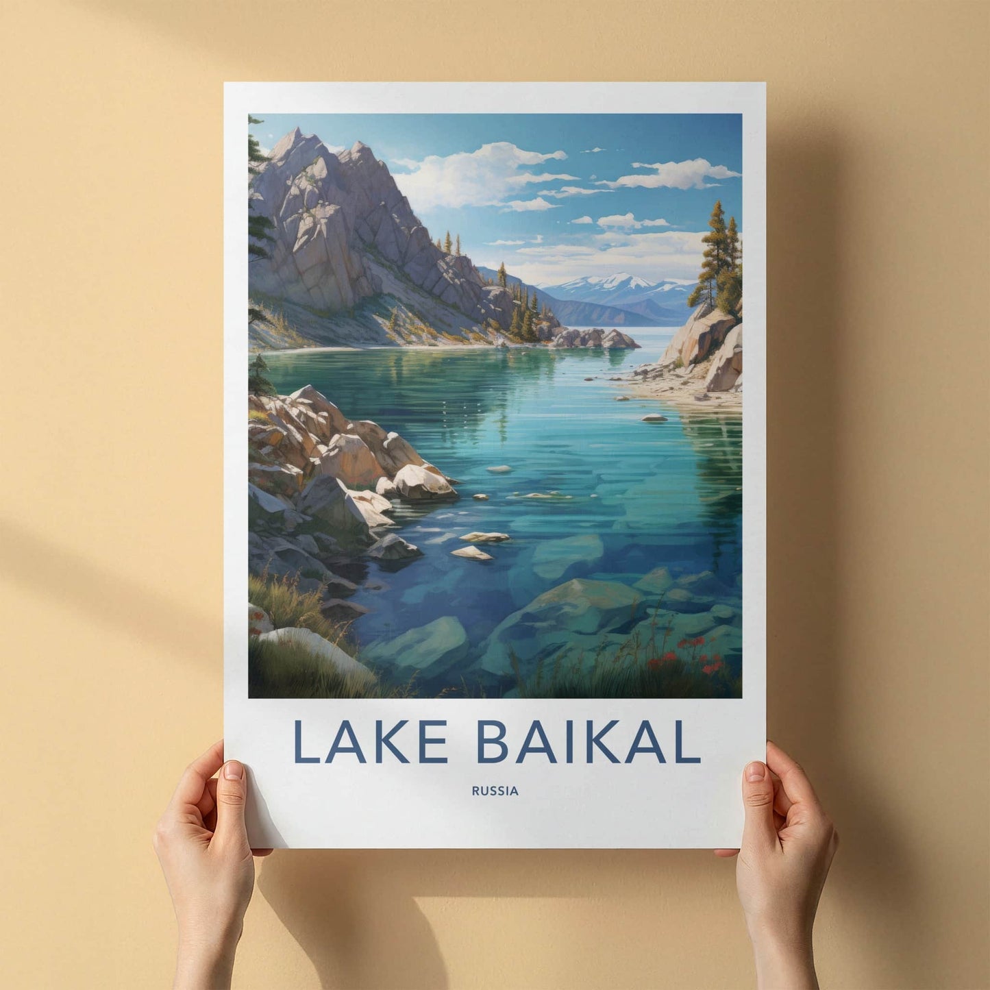 Lake Baikal Poster - Russia Travel Art - Mountain Lake Vista Home Decor