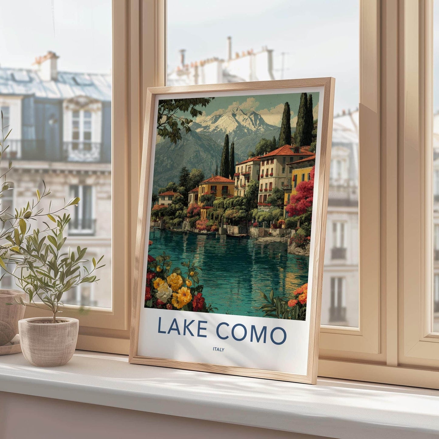 Lake Como Poster - Italy Wall Art - Lakeside Villas Mountains Home Decor