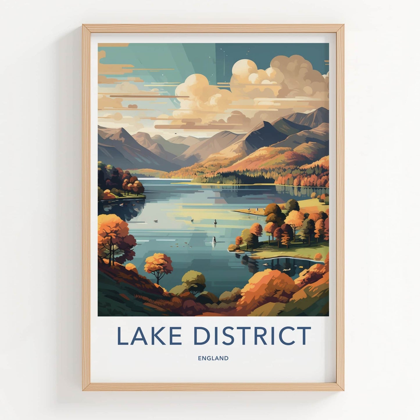 Lake District Poster - England Travel Art - Vibrant Autumn Landscape Home Decor