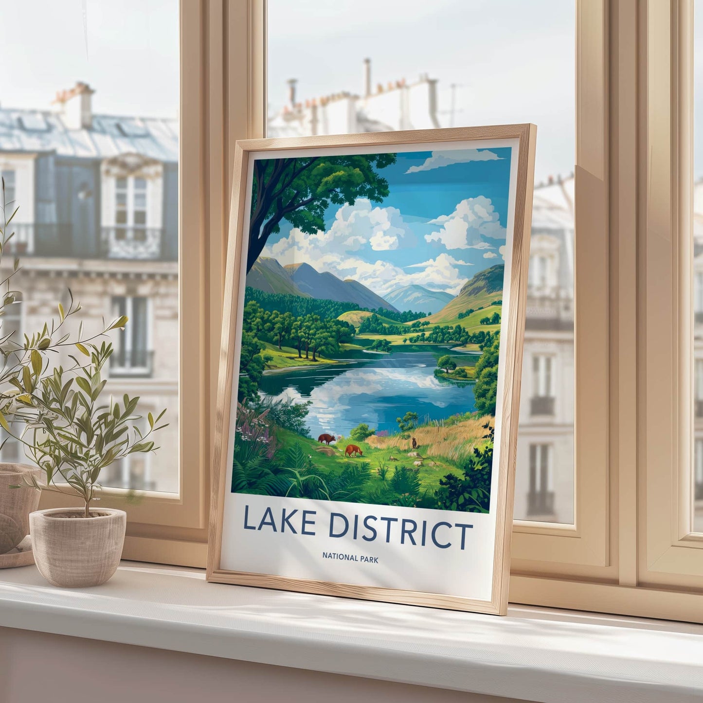 Lake District Poster - United Kingdom Wall Art - Serene Mountain Lake Gift