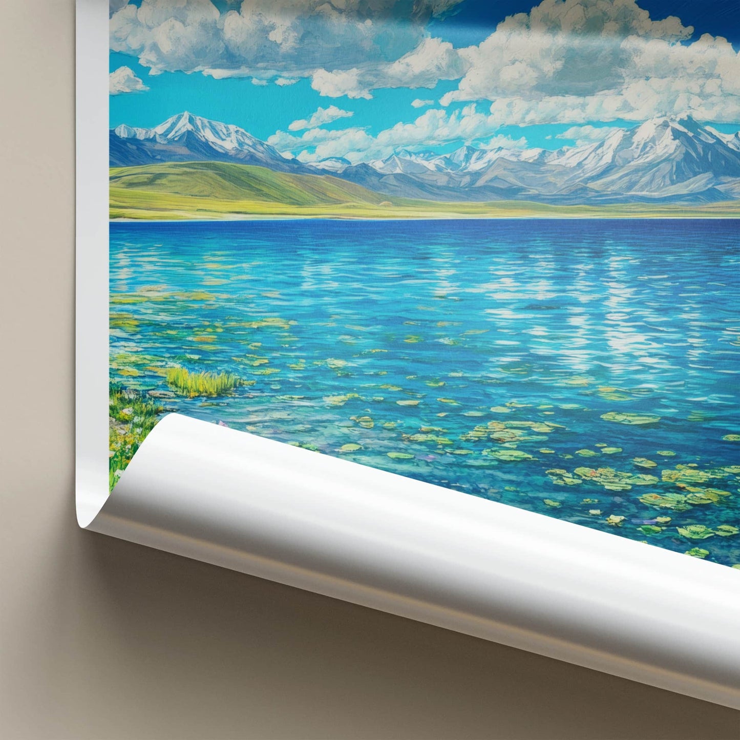 Lake Manasarovar Poster - Tibet Travel Art - Snowy Peaks Lake Home Decor