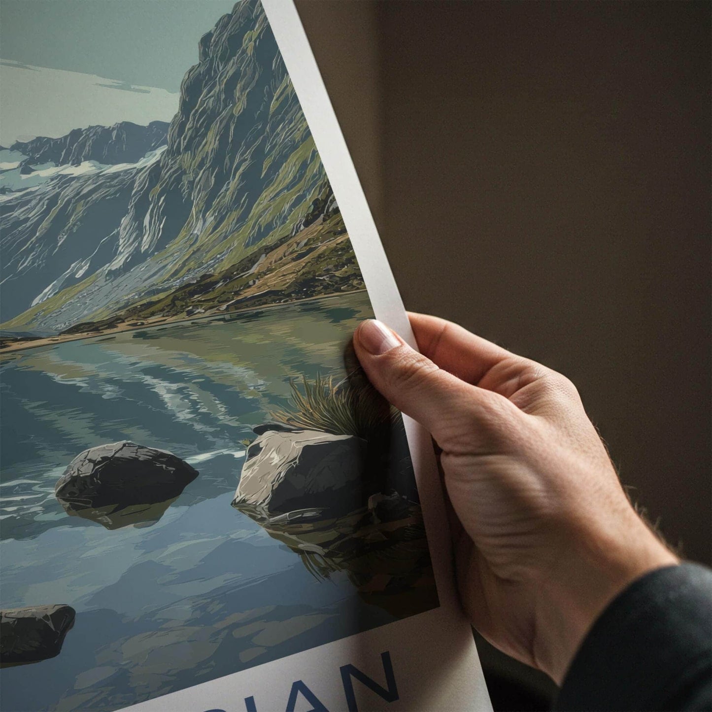 Lake Marian Poster - New Zealand Travel Art - Alpine Lake Peaks Home Decor