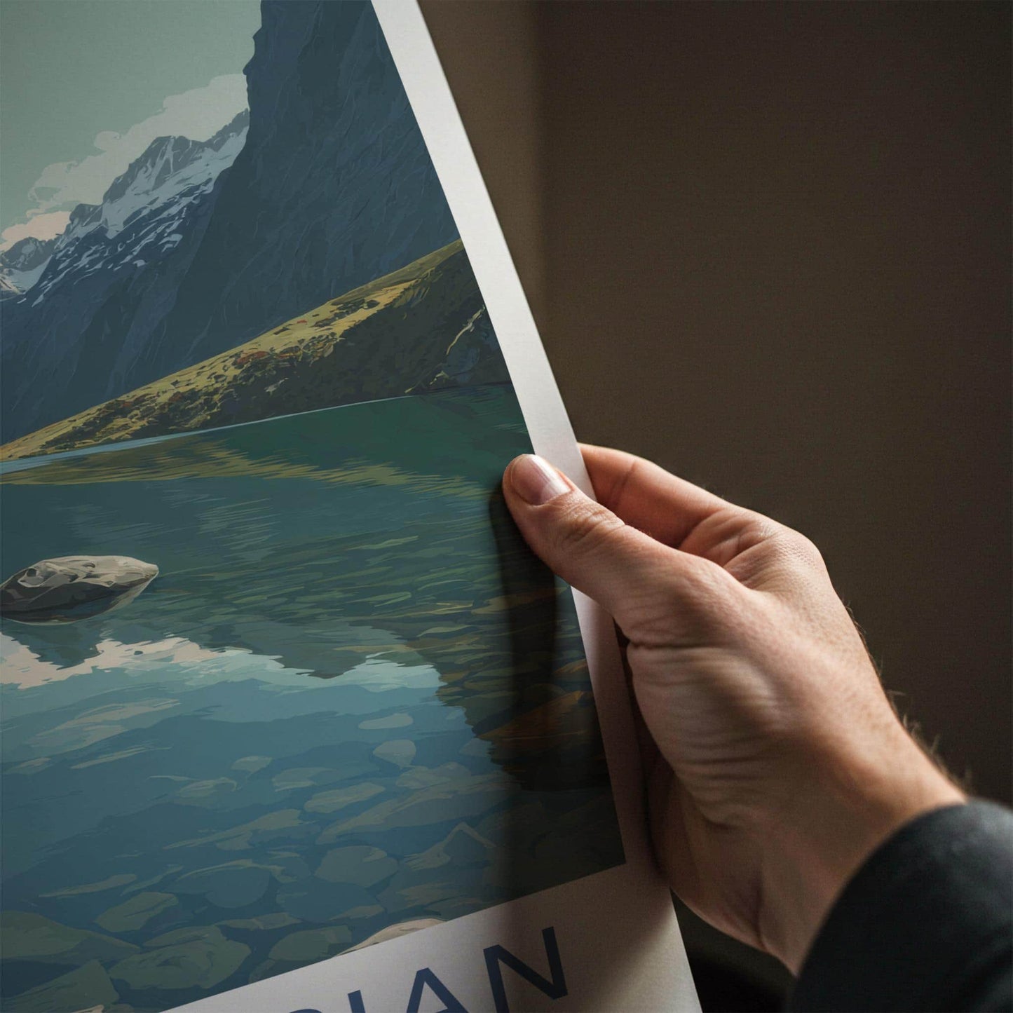 Lake Marian Poster - New Zealand Travel Art - Clear Alpine Water Home Decor