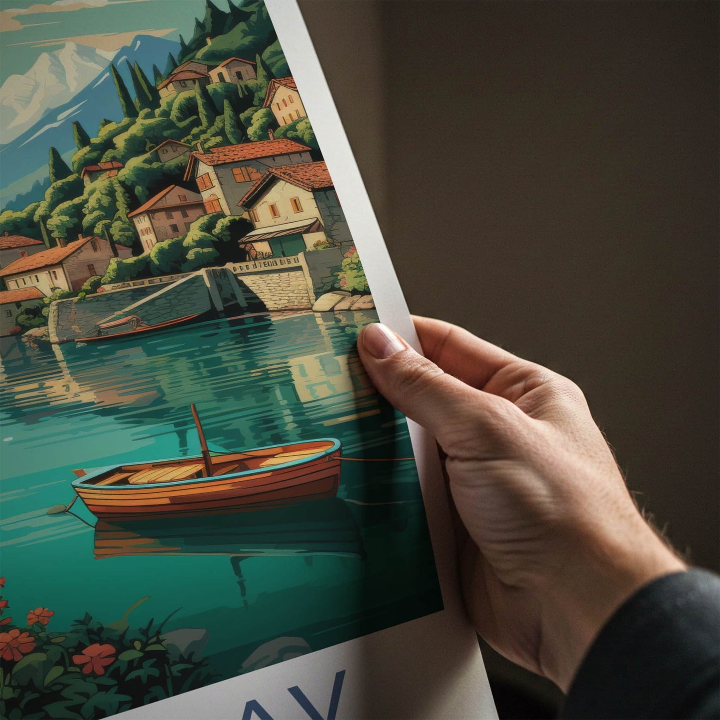 Lake Plav Poster - Montenegro Travel Art - Scenic Lakeside Village Home Decor