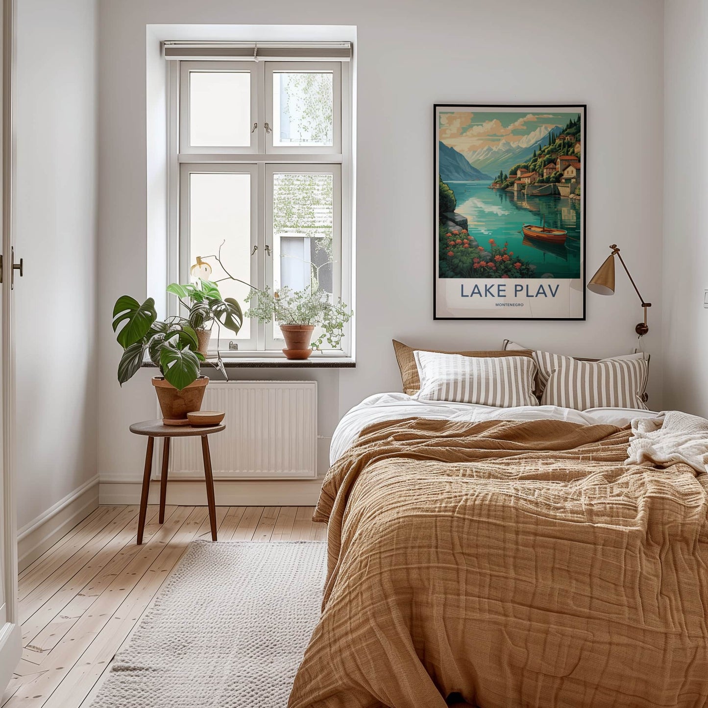 Lake Plav Poster - Montenegro Travel Art - Scenic Lakeside Village Home Decor