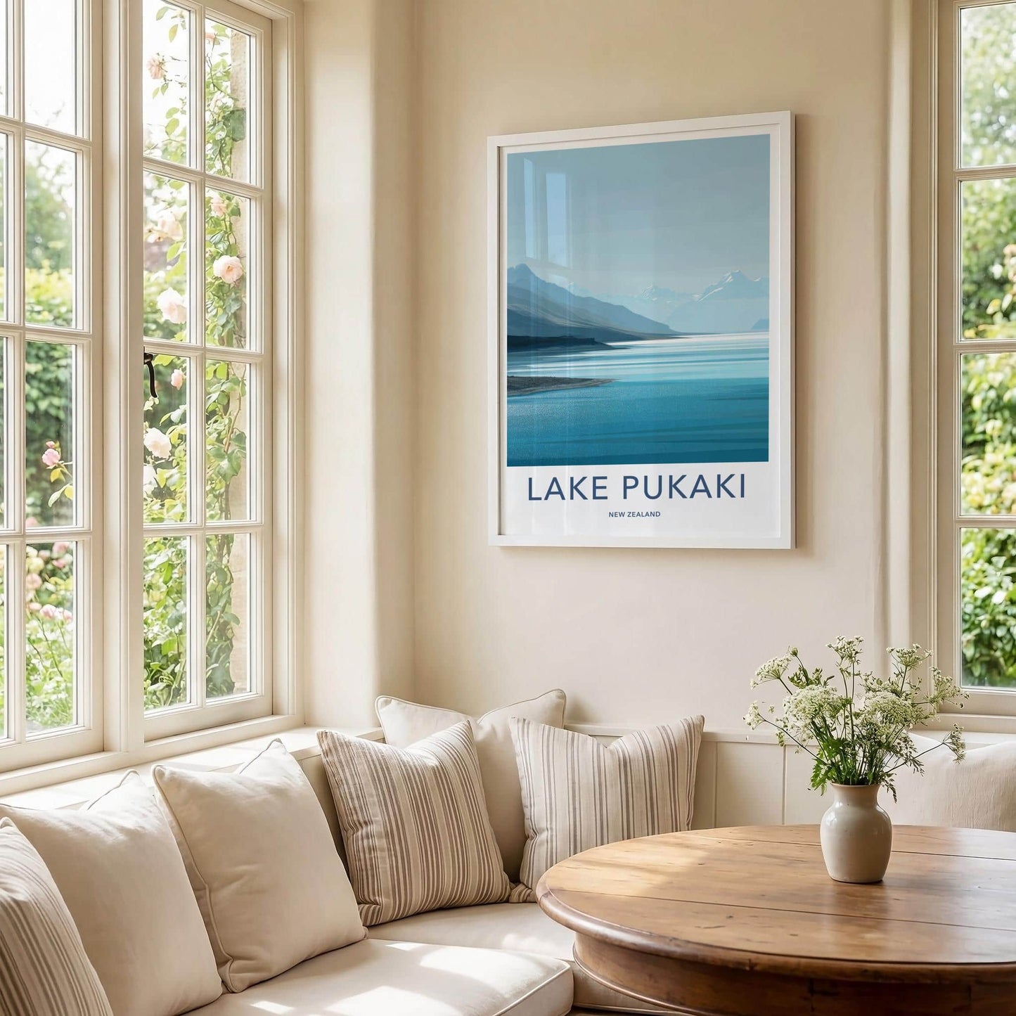 Lake Pukaki Poster - New Zealand Travel Art - Serene Mountain Lake Wall Decor
