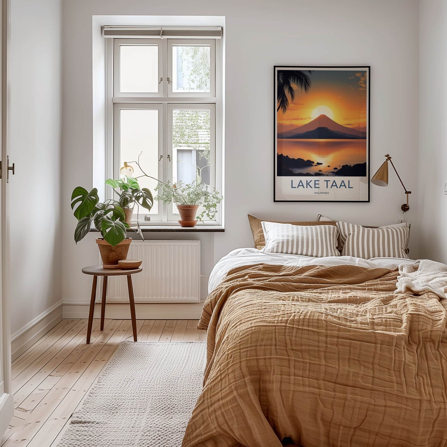Lake Taal Poster - Philippines Art Print - Golden Volcano Sunset Wall Decor