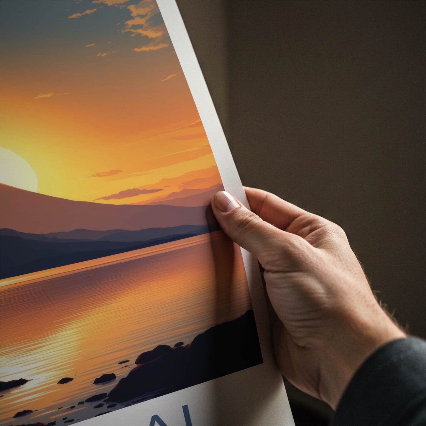 Lake Taal Poster - Philippines Art Print - Golden Volcano Sunset Wall Decor