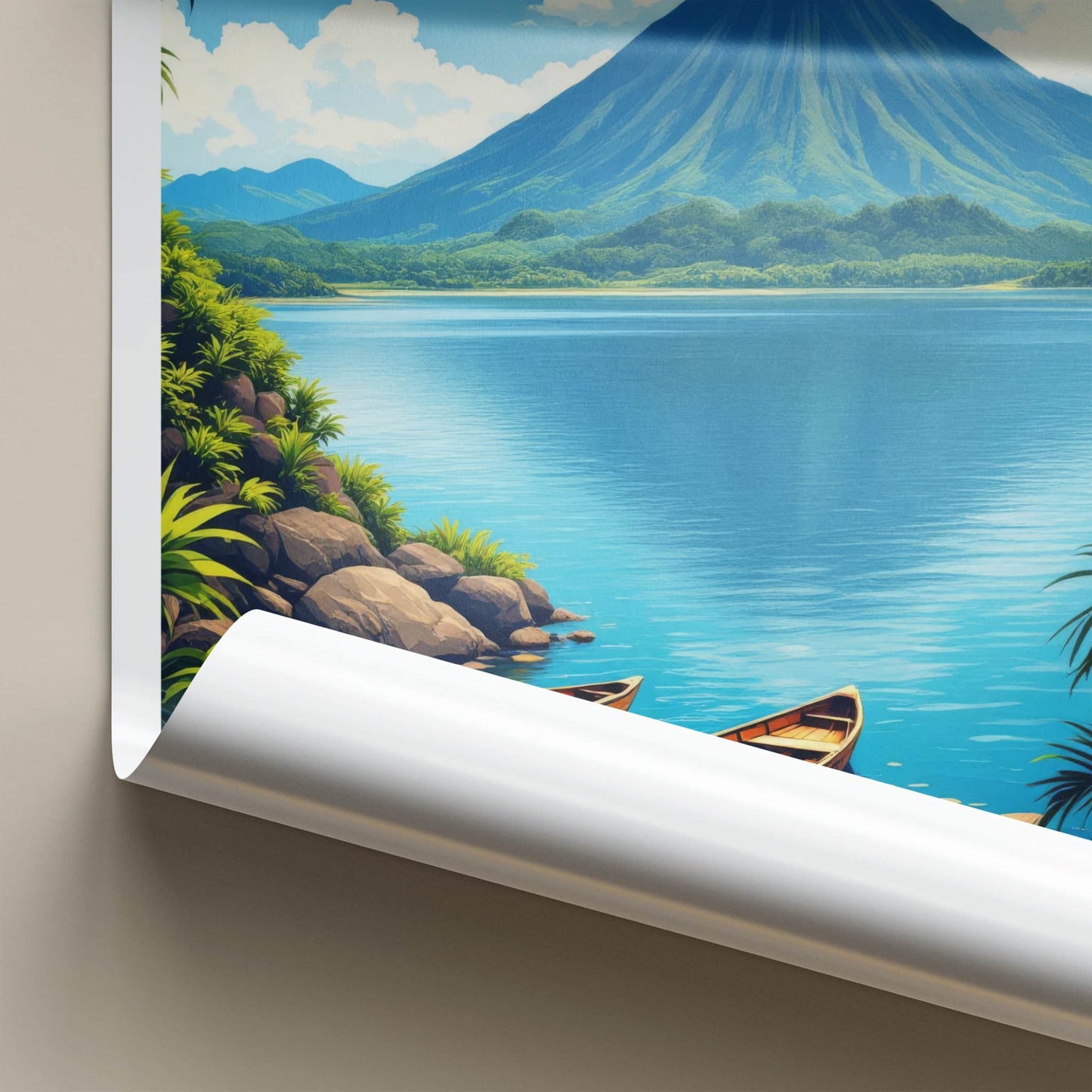 Lake Taal Poster - Philippines Travel Art - Boats Lake Volcano Home Decor