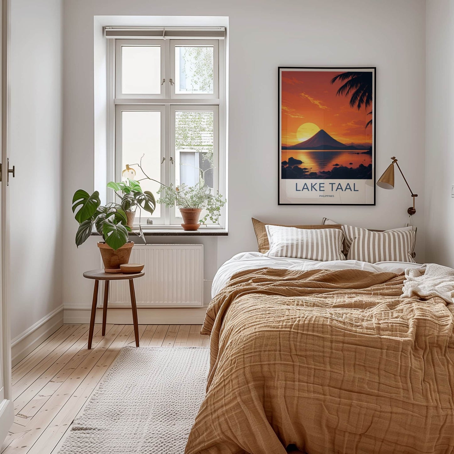 Lake Taal Poster - Philippines Travel Art - Fiery Lake Sunset Home Decor