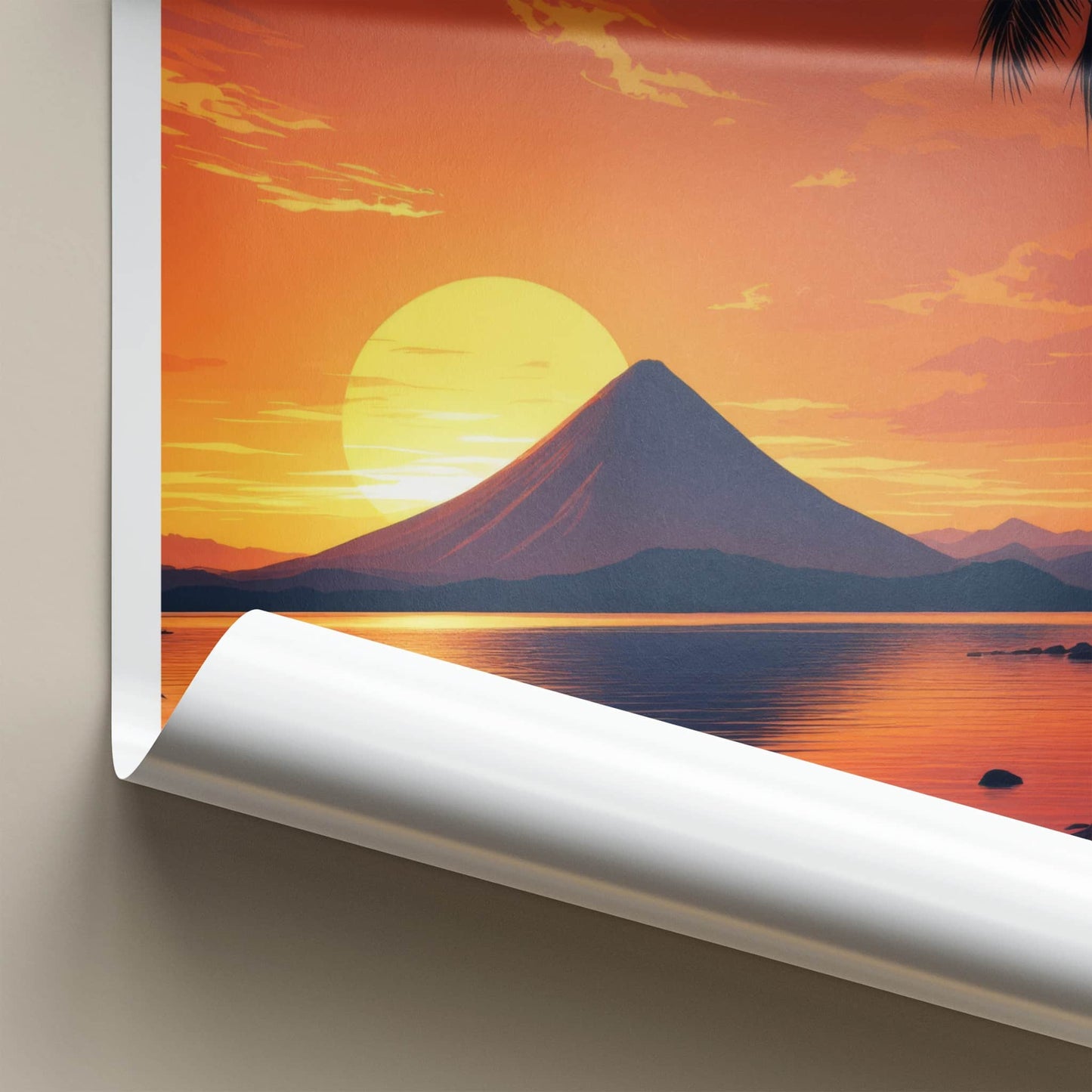 Lake Taal Poster - Philippines Travel Art - Fiery Lake Sunset Home Decor